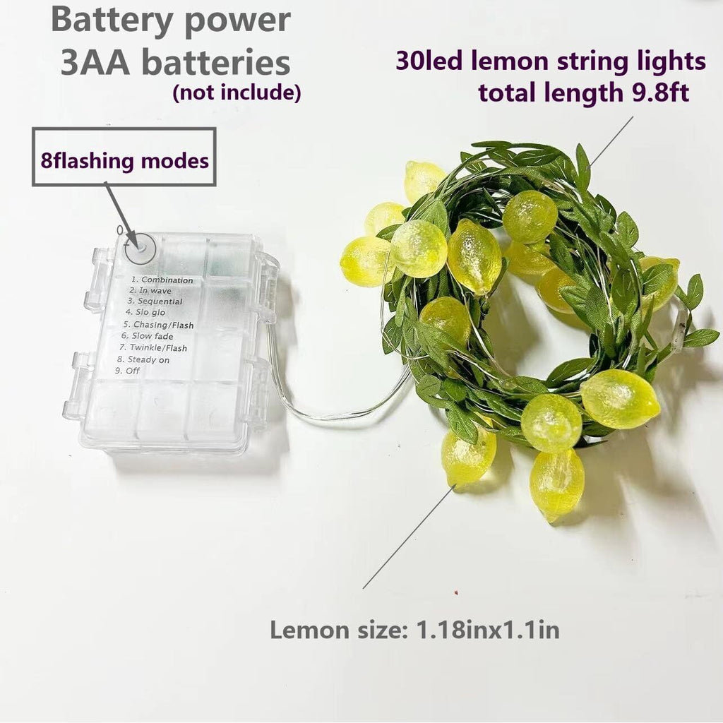 Skiennix Lemon Decor String Lights - 10FT 30LEDs Battery Operated Fairy Lights for Bedroom & Garden | Waterproof, 8 Modes