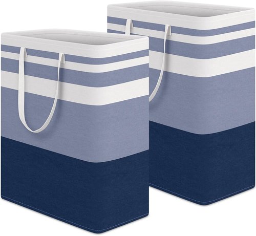 HomeHacks Large Laundry Basket - Waterproof & Collapsible Hamper with Extended Handles | 125L, Blue