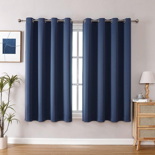 ChrisDowa Grommet Blackout Curtains - Thermal Insulated Room Darkening Panels, Stone Blue, 52W x 45L