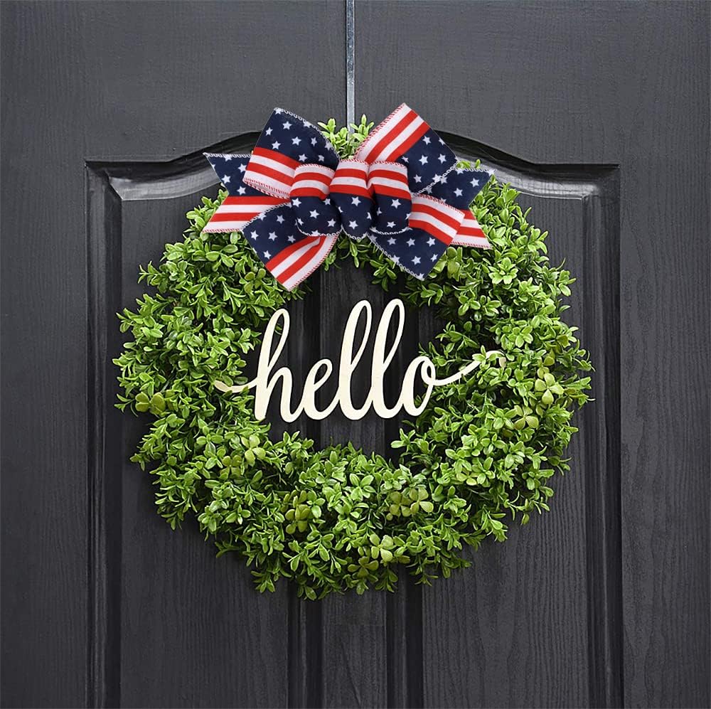 Meseey Christmas Burlap Bow Set - Handmade Decorative Wreath & Tree Ornaments | Large Patriotic Design
