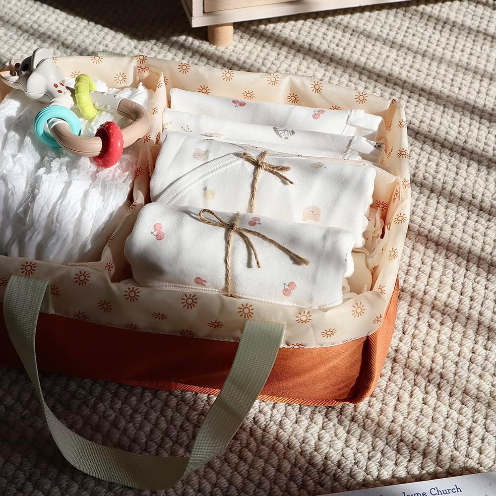 MOMIGO Baby Diaper Caddy Organizer - Portable Nursery Storage Basket for Diapers & Wipes | Ideal Newborn Gift