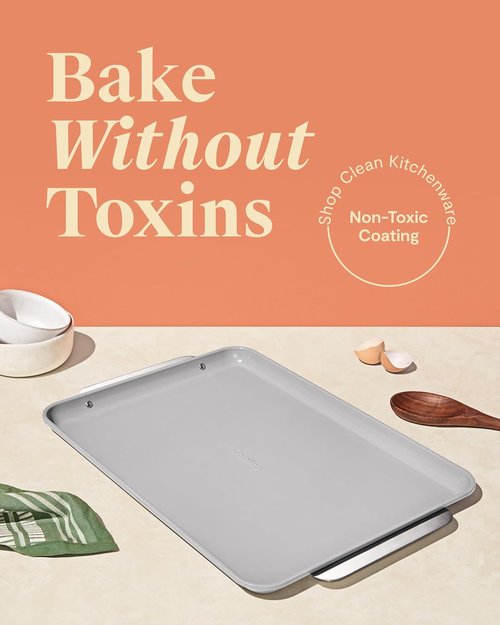 Caraway Non-Stick Ceramic Baking Sheet - Non-Toxic & PTFE Free - Ideal for Baking & Roasting - Large 18" x 13" - Gray