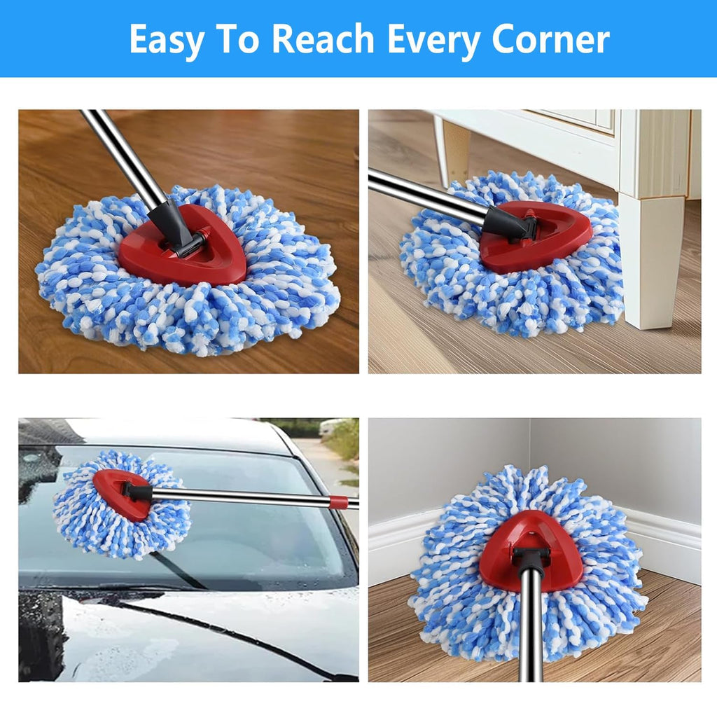 [5 Pack] 2-Tank Spin Mop Replacement Heads, 100% Microfiber, Compatible with O-Cedar EasyWring, Machine Washable & Easy to Replace, Highly Absorbent Refills for Household Floor and Car Cleaning