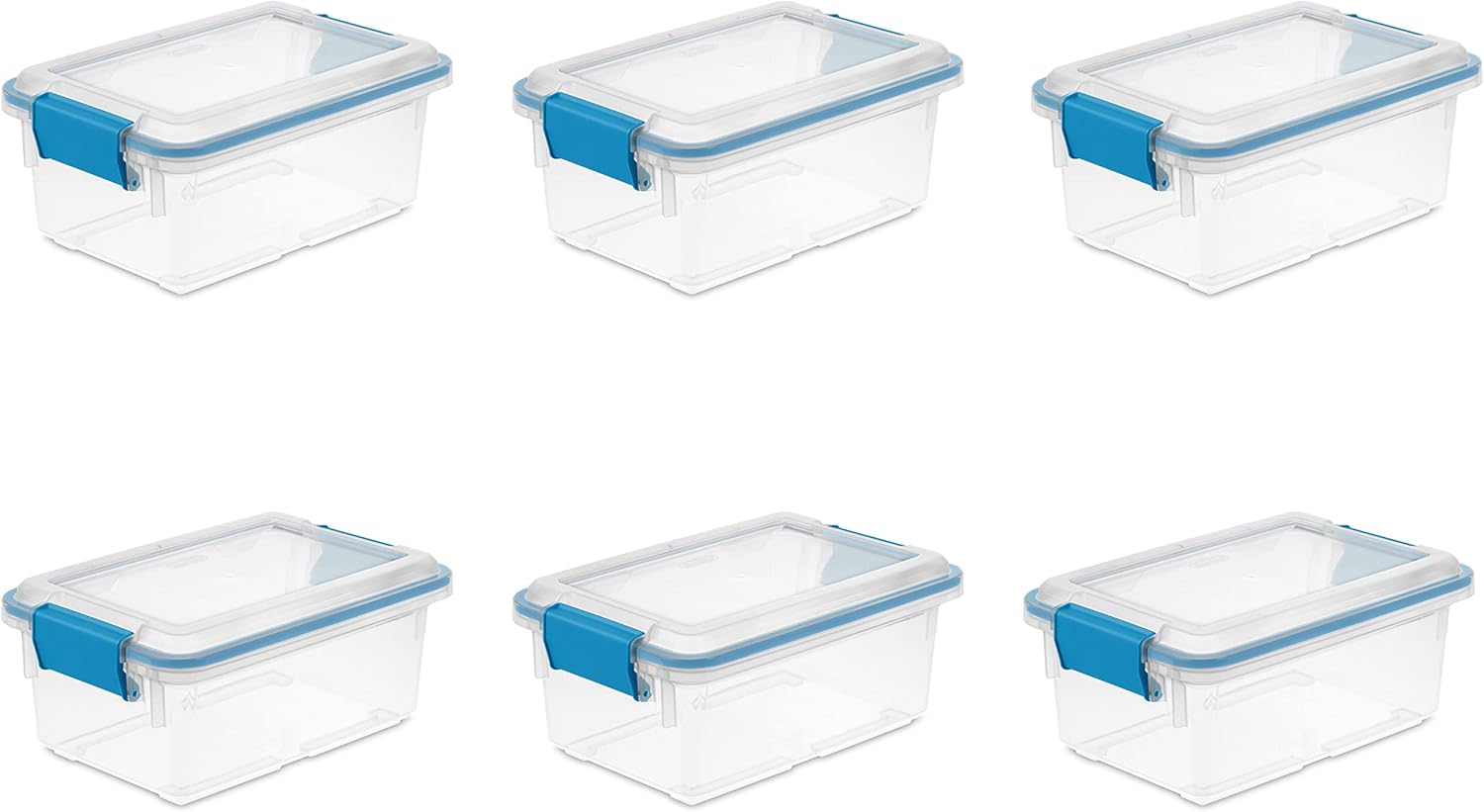 Sterilite 7.5 Qt Gasket Box - Stackable Storage Bin with Latching Lid for Organized Spaces | Clear, 6-Pack