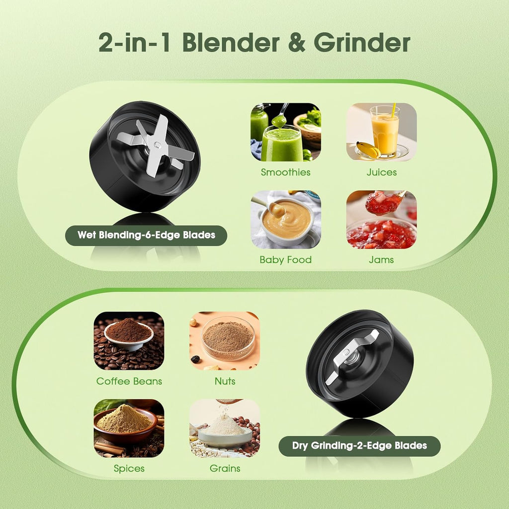 **Smoothie Blender | 25000 RPM Portable Countertop Blender with 37oz, 32oz, 23oz Cups & 3 Lids**