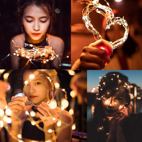 CYLAPEX Fairy Lights String - 24 Pack Battery Operated 7ft 20 LEDs for Halloween & Christmas Decor - Warm White