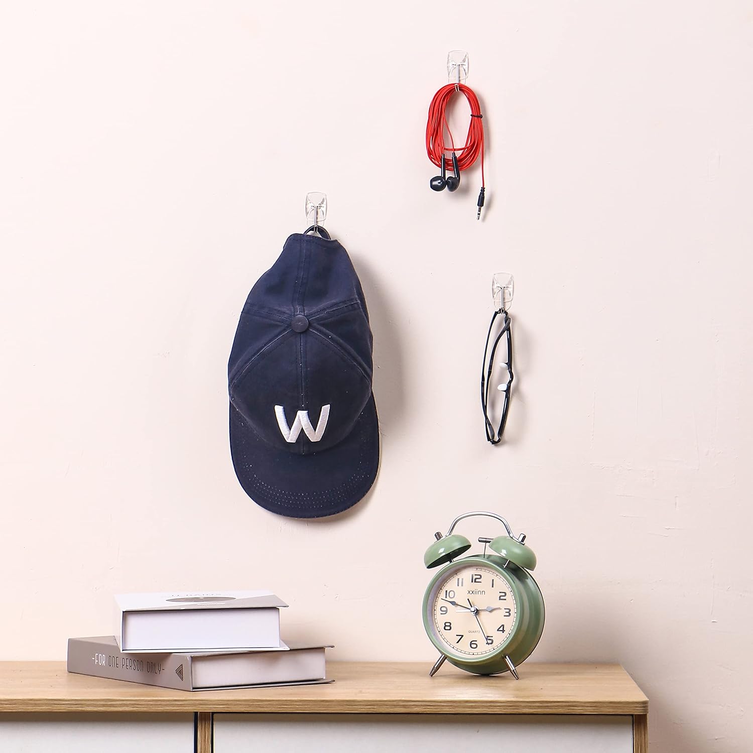 MOVELYST Heavy-Duty Clear Wire Hanger Hooks - 15 Small Hooks with 30 Removable Adhesive Strips