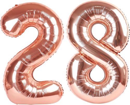 40 Inch Rose Gold Birthday Balloons - 28 Number Balloons for Celebrations & Photo Props