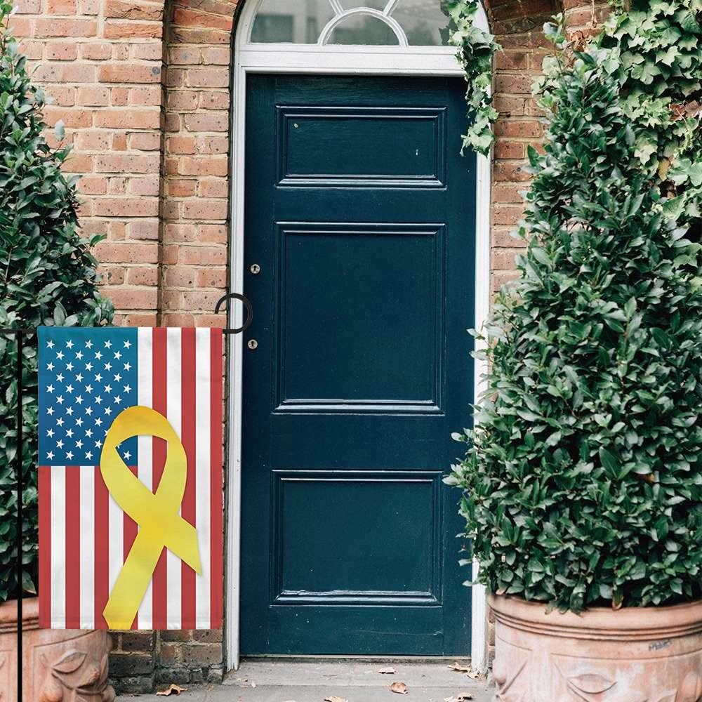 Remember Our Troops Patriotic Garden Flag - USA Flag with Yellow Ribbon | Double-Sided 12.5x18 Inch