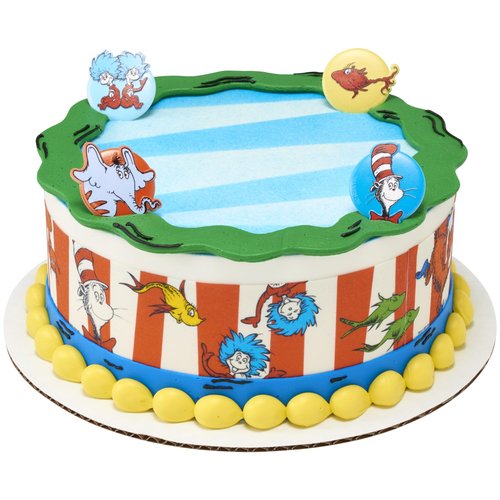 DecoPac Dr. Seuss Cupcake Rings, 24 Cupcake Decorations Featuring Horton, The Cat In The Hat, Things, Red Fish, For Birthday, Party, Celebrations - 24 Pack