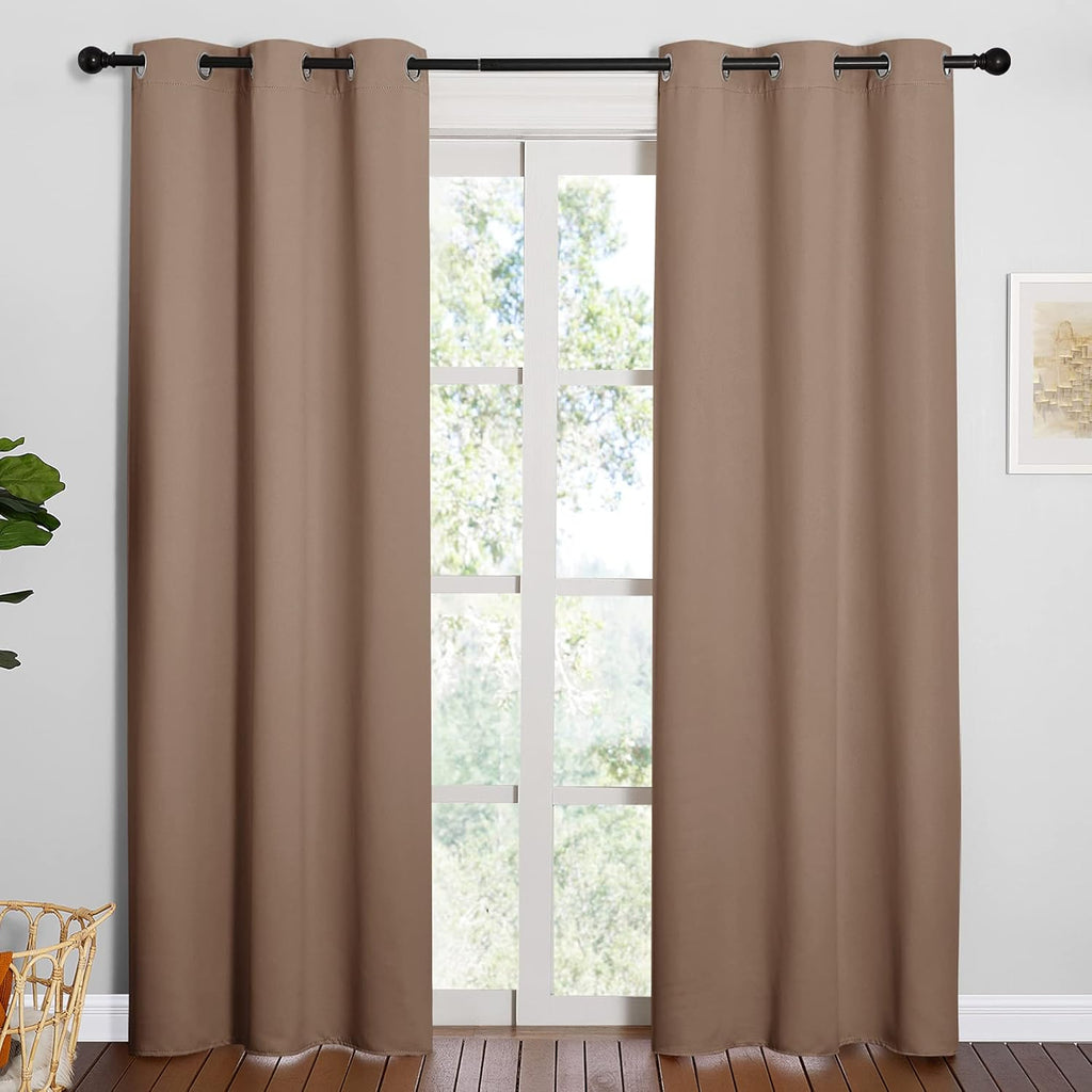 NICETOWN Blackout Curtains - Thermal Insulated Grommet Drapes for Bedroom | 42"x84", Cappuccino (1 Pair)
