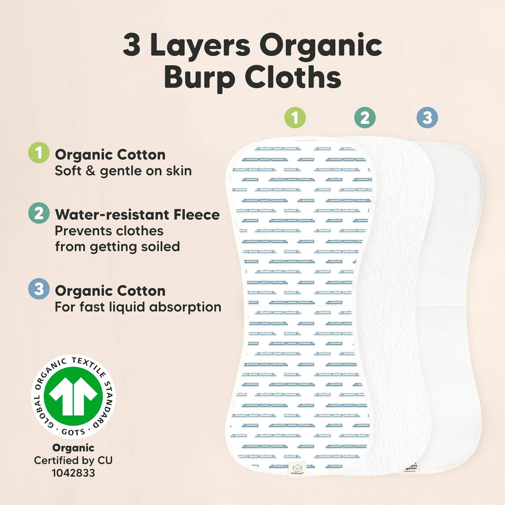 Vessels Organic Burp Cloths - 5-Pack Super Absorbent Cotton Baby Rags | Soft & Plush 21" x 10" Unisex Towels