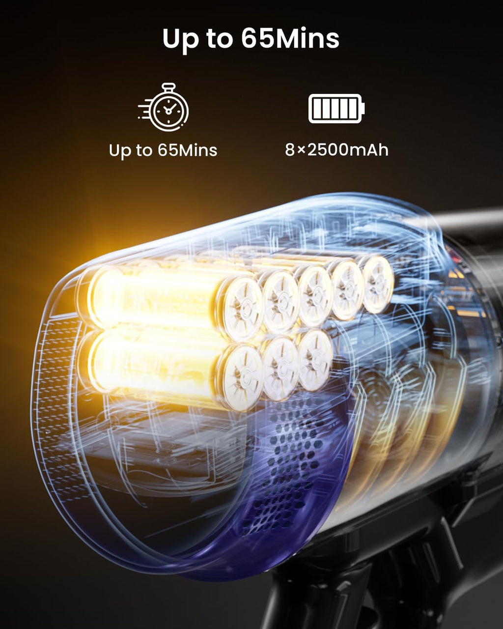 Skiennix Cordless Vacuum Cleaner - 55KPa Suction Power, 65 Minutes Runtime, LED Display | Ideal for Hardwood Floors & Pet Hair