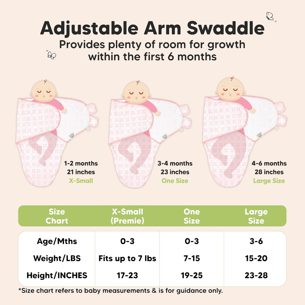 Organic Baby Swaddle Sleep Sacks by [Brand Name] - Soft & Snug for Newborns 0-3 Months | 3-Pack in Blossom