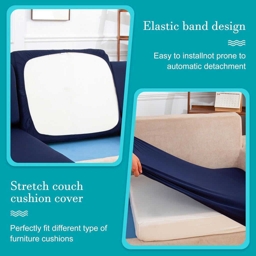 Skiennix 12 Pcs Patio Cushion Covers - Washable Navy Blue Outdoor Sofa Slipcovers | Furniture Protector