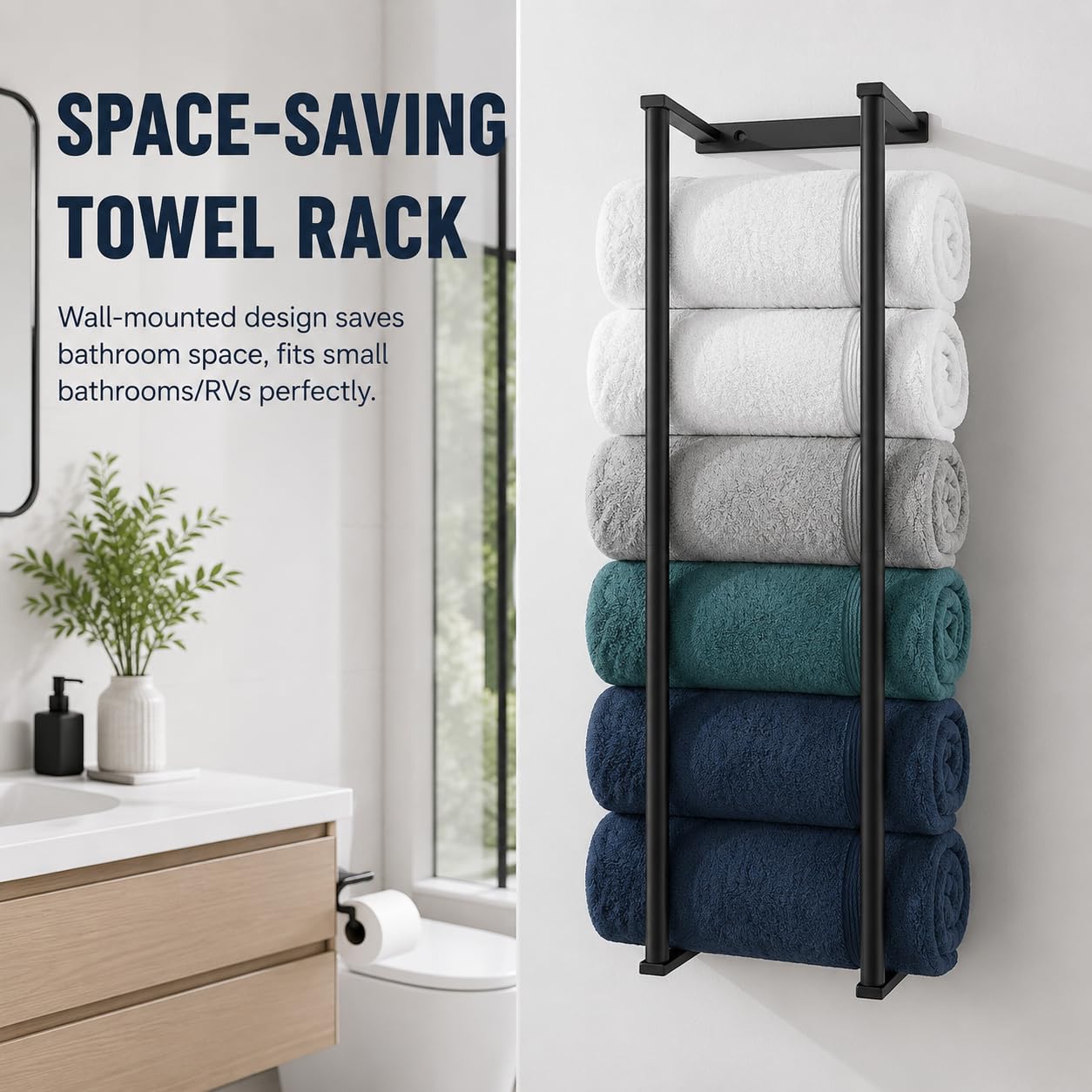 Bathroom Towel Storage Rack,28 Inch Stainless Steels Towel Racks for Bathroom, Wall Mounted Organizers and Storage Shelves for Bathroom,Brushed Silver