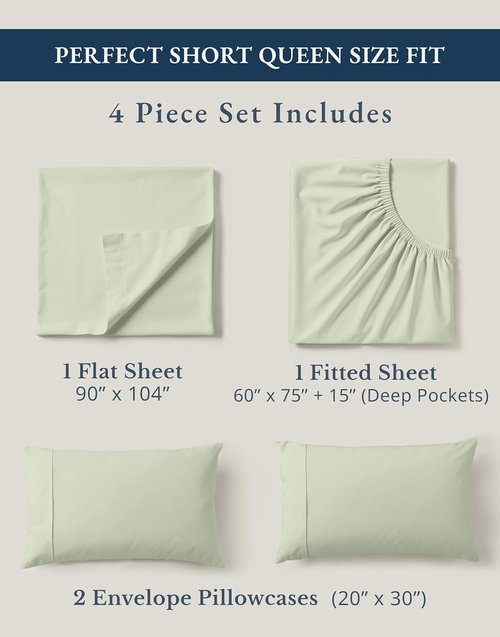 LANE LINEN 100% Organic Cotton Queen Sheet Set - Soft & Breathable Percale Weave, Deep Pocket - Mineral Color