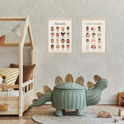 DOI-LANEE Feelings Chart - 16x12 Inch Montessori Emotions Poster | Mental Health Wall Decor Set of 2