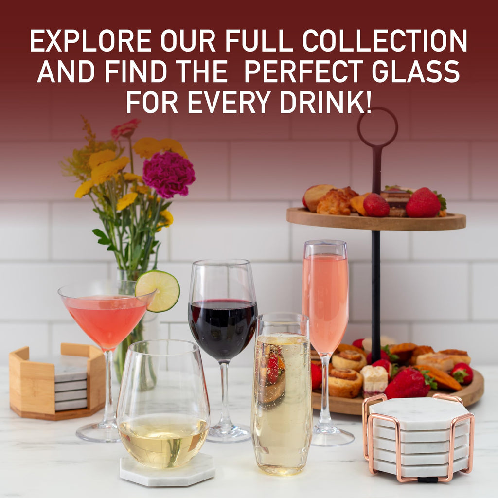 D'Eco Unbreakable Tritan Stemmed Wine Glasses, 12 oz (Set of 16) - Shatterproof, Crystal-Clear, BPA-Free Tumblers – Indoor & Outdoor Cups Great for Parties & Entertaining - Mothers Day Gift for Mom