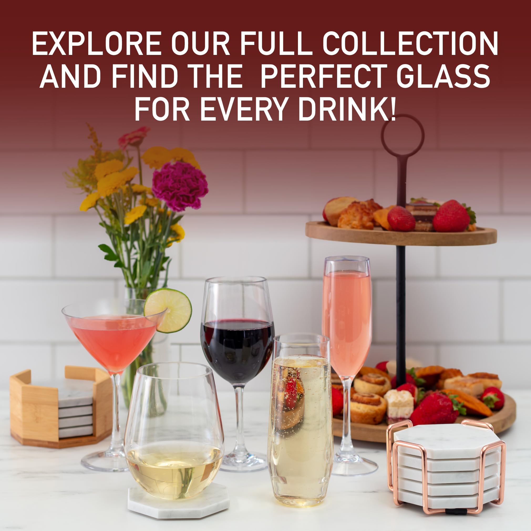 D'Eco Unbreakable Tritan Stemmed Wine Glasses, 12 oz (Set of 16) - Shatterproof, Crystal-Clear, BPA-Free Tumblers – Indoor & Outdoor Cups Great for Parties & Entertaining - Mothers Day Gift for Mom
