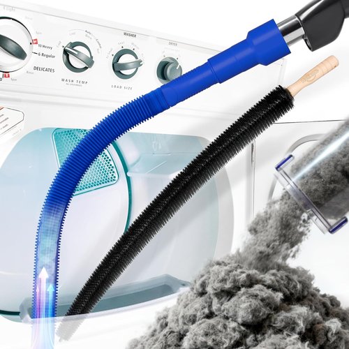 Holikme Dryer Vent Cleaner Kit - 2 Pieces with Lint Vacuum Attachment & Flexible Brush | Dark Blue