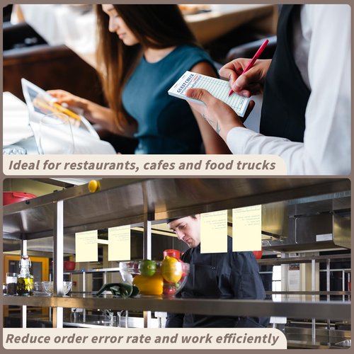60 Pack Server Note Pads Bulk Double Part Guest Check for Servers, 2 Part Carbonless Server Order Paper, 3.5 x 6.75 Inch Green Food Receipt Book for Bars Cafes Restaurant Food Trucks