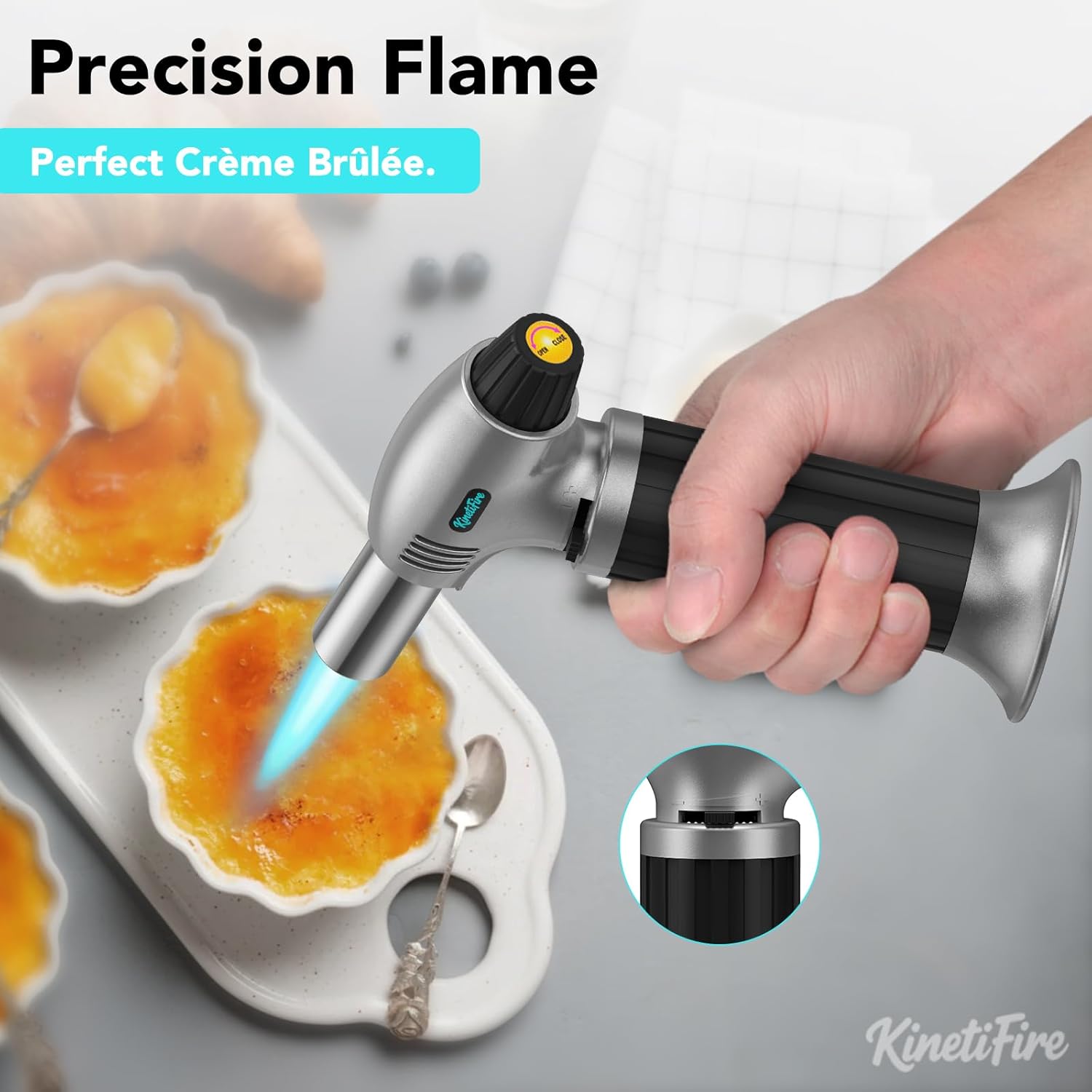 Skiennix Butane Torch Lighter - Refillable Kitchen Torch with Safety Lock & Adjustable Flame