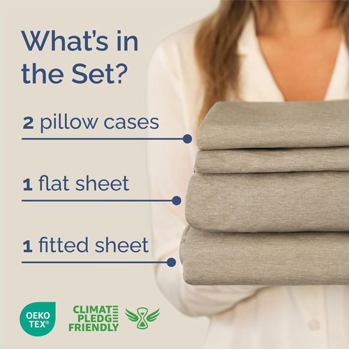 King Size 4 Piece Sheet Set - Comfy Cooling Bed Sheets for Luxury Hotel Feel - Soft, Wrinkle-Free, Deep Pockets - Beige