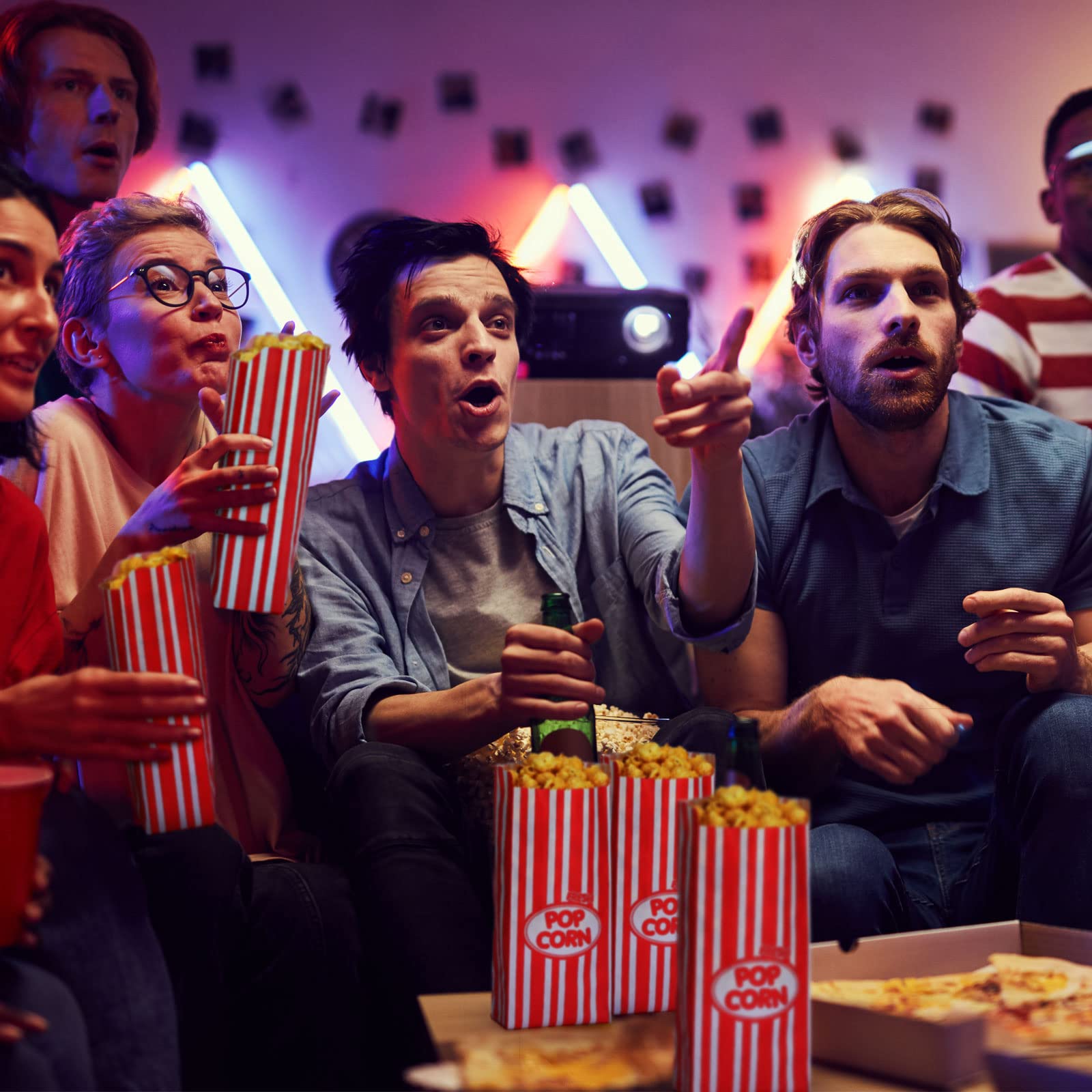 Sherr 1000 Pcs 1oz Popcorn Bags Bulk Red Retro Stripes Disposable Popcorn Bags for Movie Nights Circus Carnival Party Favors Birthday Party Event Supplies Machine Accessories
