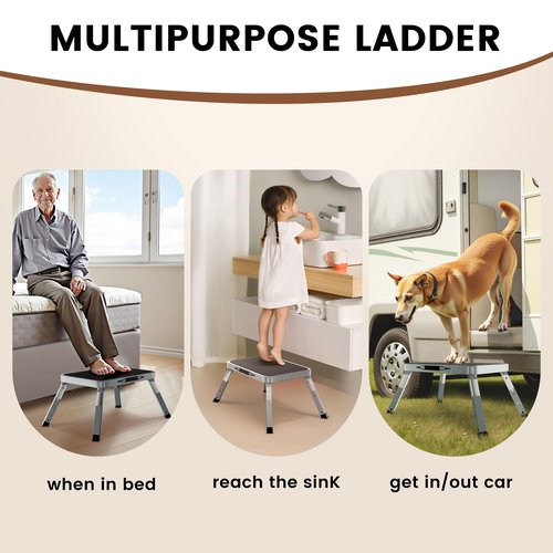 Height-Adjustable Step Stool with Anti-Slip Platform, Folding Step Stools for Adults and Kids, Portable and Space-Saving Step Ladder for Kitchen, Home, Office, Rv (300 lbs)