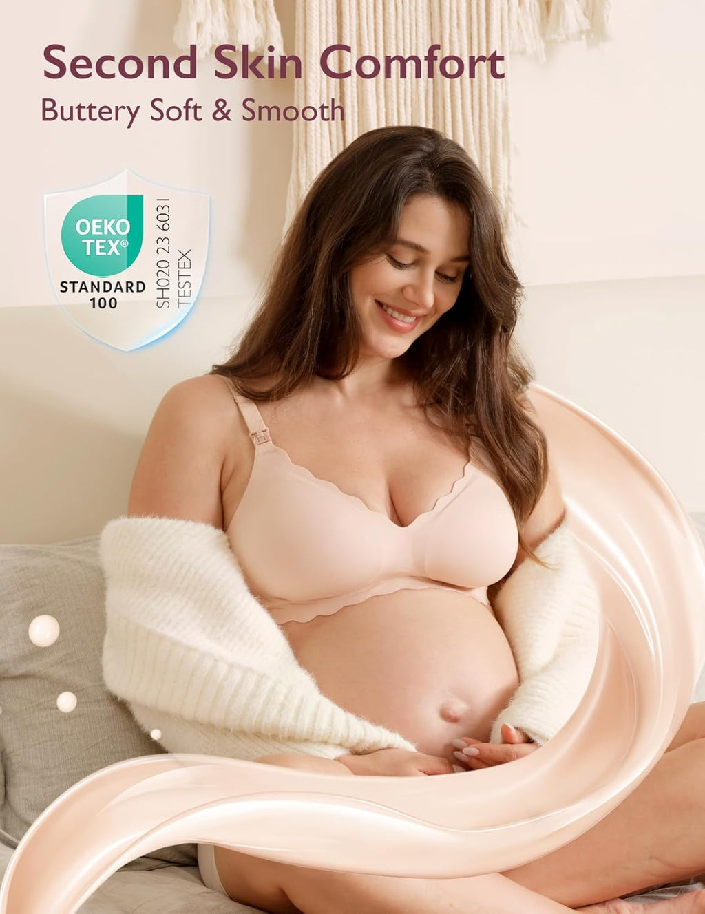 Momcozy Nursing Bra - Seamless Wireless Support for Breastfeeding | Classic Jelly Strip Design
