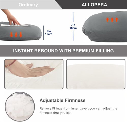 ALLOPERA Pregnancy Pillow - Full Body Maternity Support 57 Inch with Removable Cooling Cover | Ideal for Pregnant Women