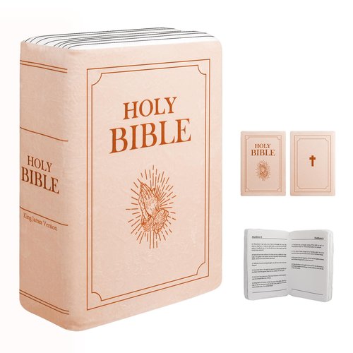 BXIZXD Bible Pillow Book Plush That Opens, Cozy Faith Bible Plushies, for Kids Adults Christian Gifts, Decoration for Bedrooms, Living Rooms (Pink)