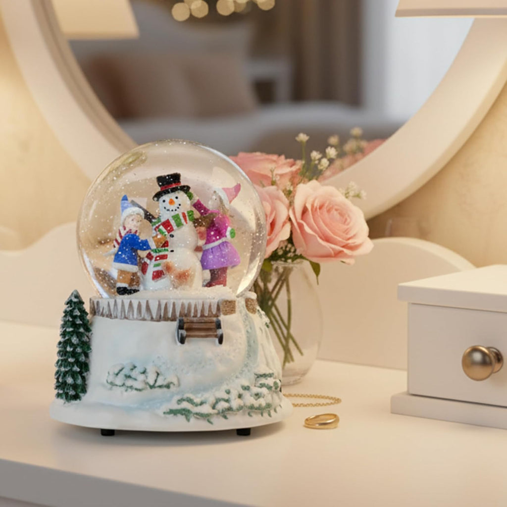Snowman & Friends Christmas Snow Globe - LED Lights & Musical Feature | Winter Home Décor