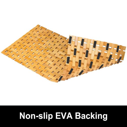 Fovlaurs Bath Mat Bathroom Runner Long Large Rugs Floor Wood Shower Bathtub Waterproof Non Slip Accessories 16x34 Inch Easy to Clean, Natural, 1 pc