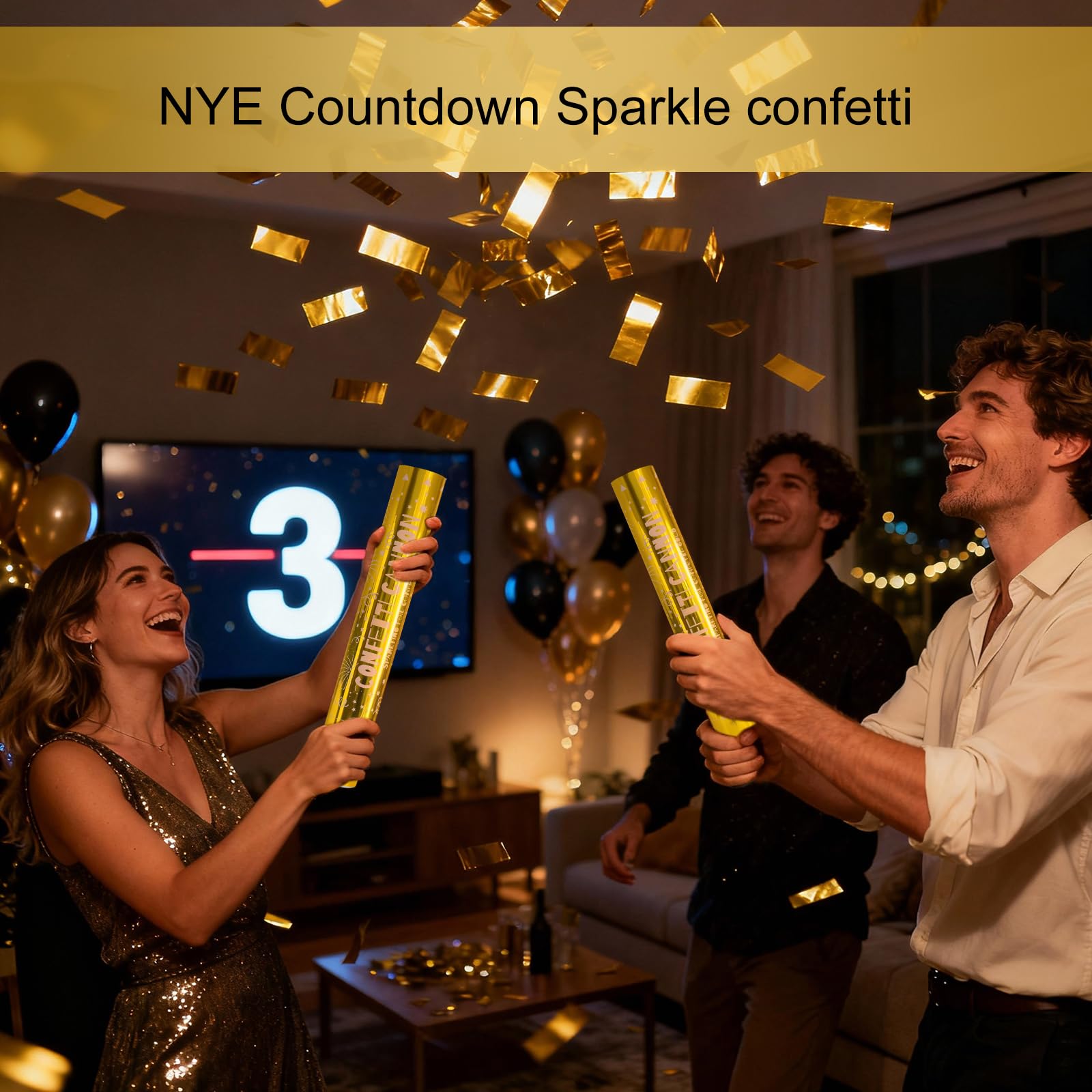 5 Pack Confetti Poppers gold– 12 Inch Confetti Blaster for Birthday, Graduation, and New Year’s Eve Celebrations – Best Party Poppers for Unforgettable Parties!