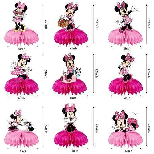 Cartoon Birthday Decorations, Cute Honeycomb Table Centerpiece, 3D Table Decorations Birthday Party Supplies Party Decorations (Pink)