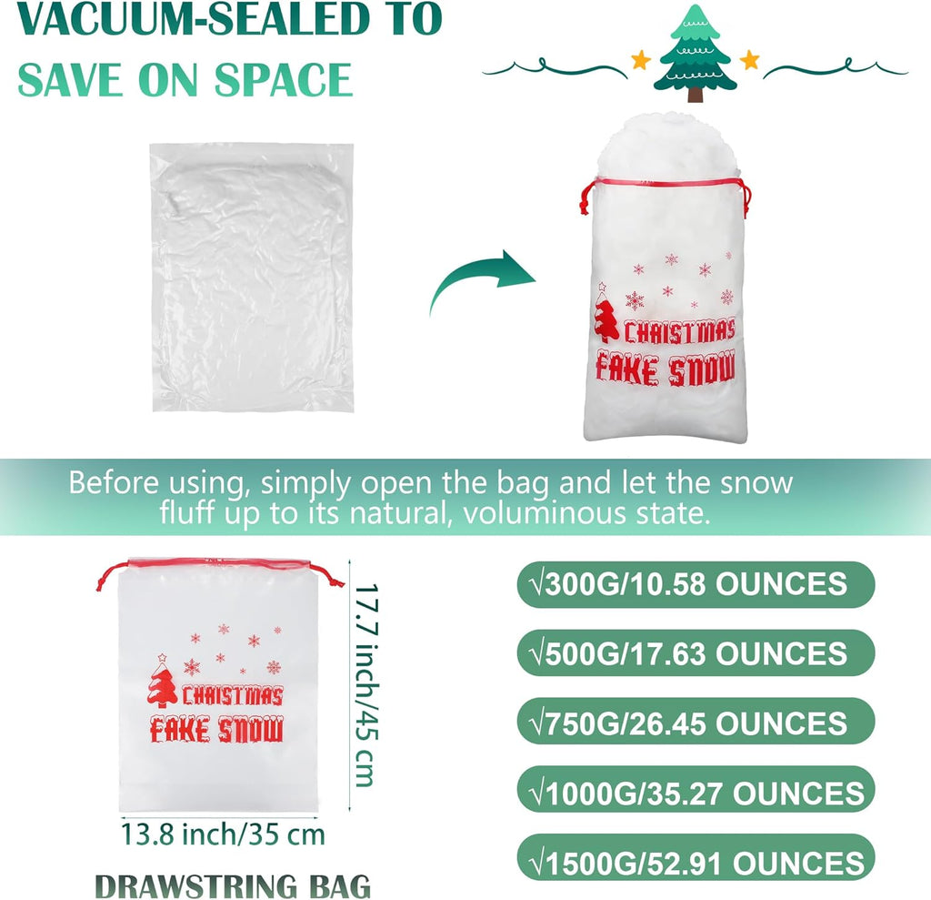 Aodaer Artificial Snow Decor - 1500g Fluffy Soft Cotton Fake Snow for Holiday Displays & Christmas Trees
