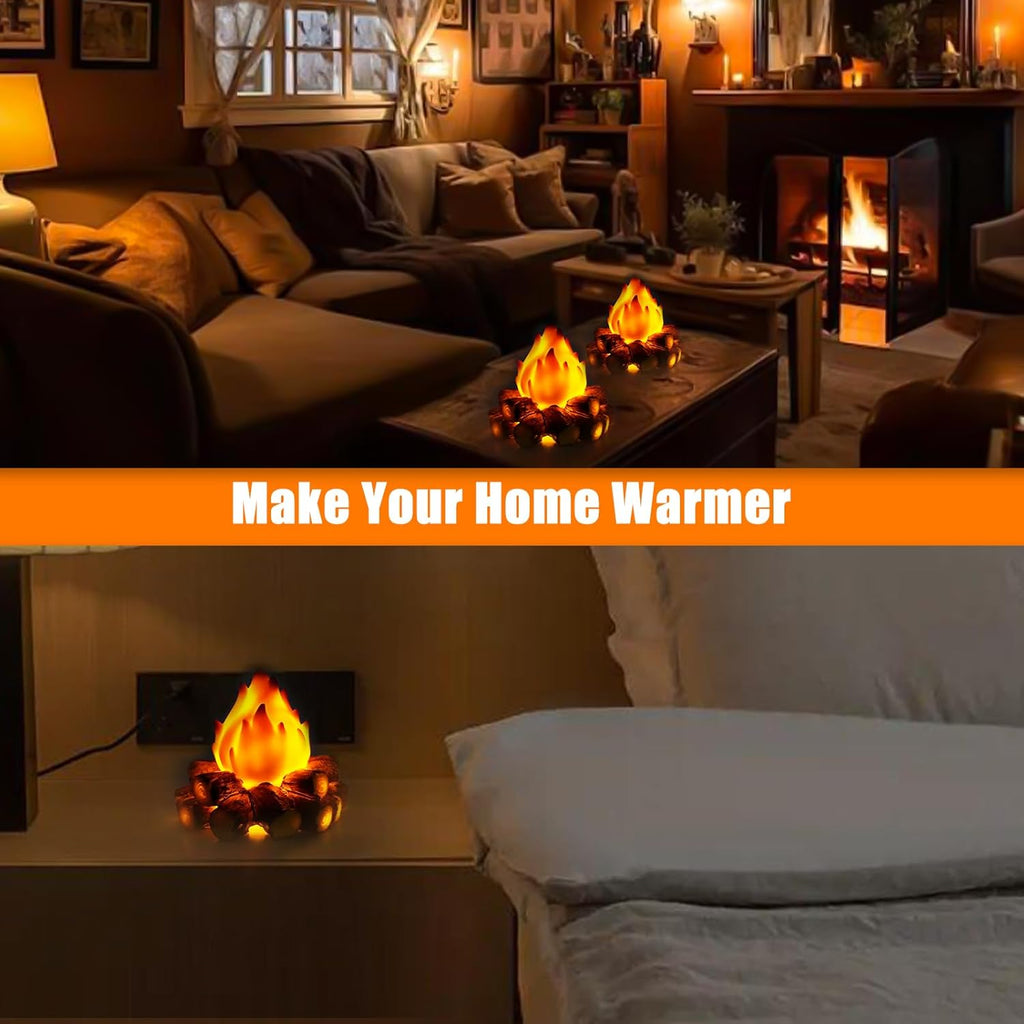 Bestview 3D LED Fake Campfire Night Light - Realistic Flameless Candle Fire Pit Lamp for Halloween & Christmas Decor