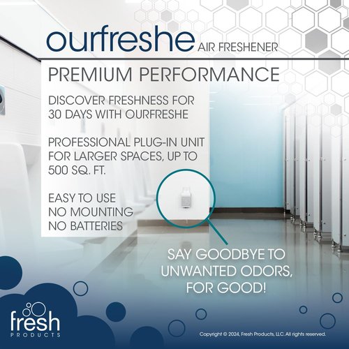 Fresh Products ourfreshe Plug In Air Freshener 30 Day Replace Messy Aerosols with Dry Fragrance For Use in Medium Sized Spaces White Dispenser 1 Pack