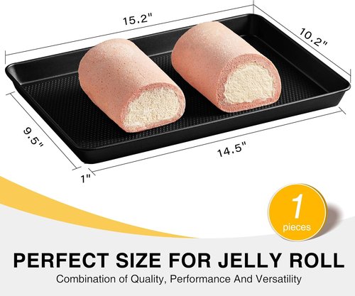 HONGBAKE Jelly Roll Pan - Non-Stick Baking Sheet with Diamond Texture | Heavy-Duty 15x10 Dark Gray