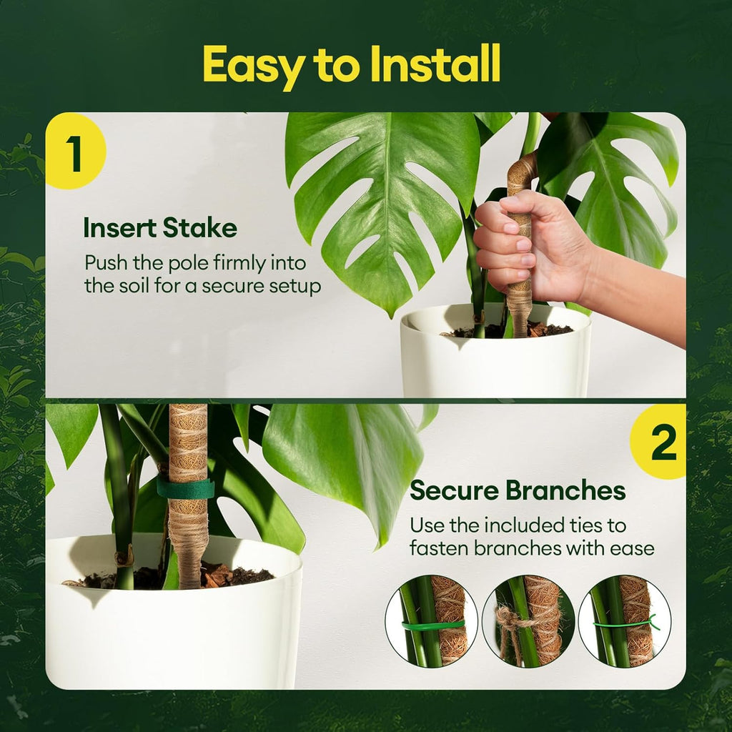 Maygrove 48” Bendable Moss Pole - 3-Pack Plant Support for Monstera & Climbing Indoor Plants