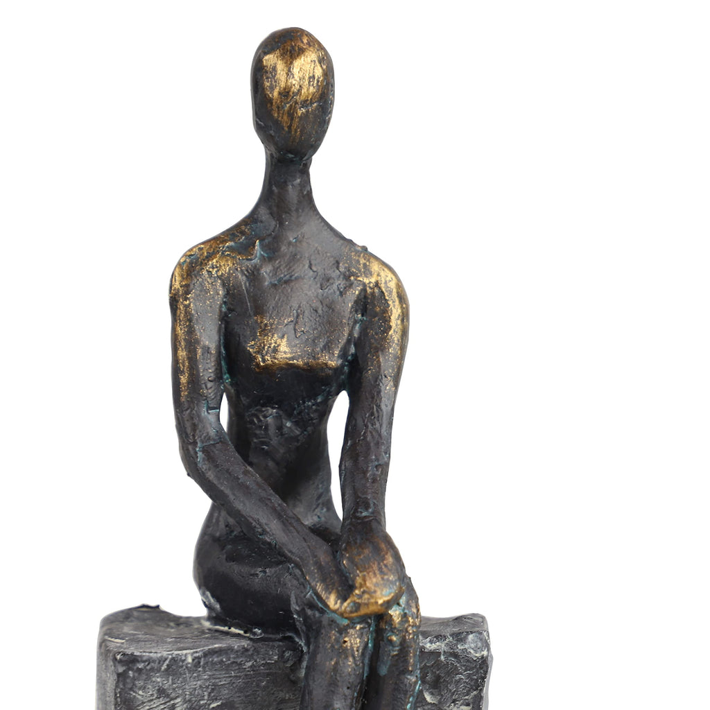 Deco 79 Polystone People Decorative Sculpture Home Decor Statue with Stairs, Accent Figurine 8" x 3" x 14", Black