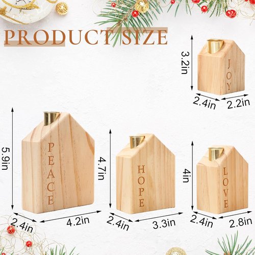 FYSUIMU Wooden Christmas Advent Candle Holders - 4Pcs Nativity Scene Decor for Farmhouse Holiday Centerpiece