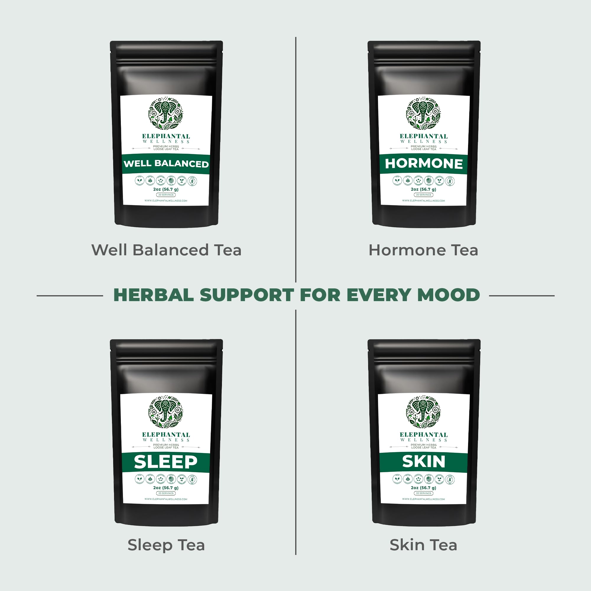 Elephantal Wellness Premium Detox Herbal Tea | Daily Liver, Kidney, Blood & Digestive Support with Turmeric, Nettle Tea, Milk Thistle, Dandelion Tea & Burdock | Handmade, Caffeine-Free Loose Leaf Blend | 2oz, 20 Servings