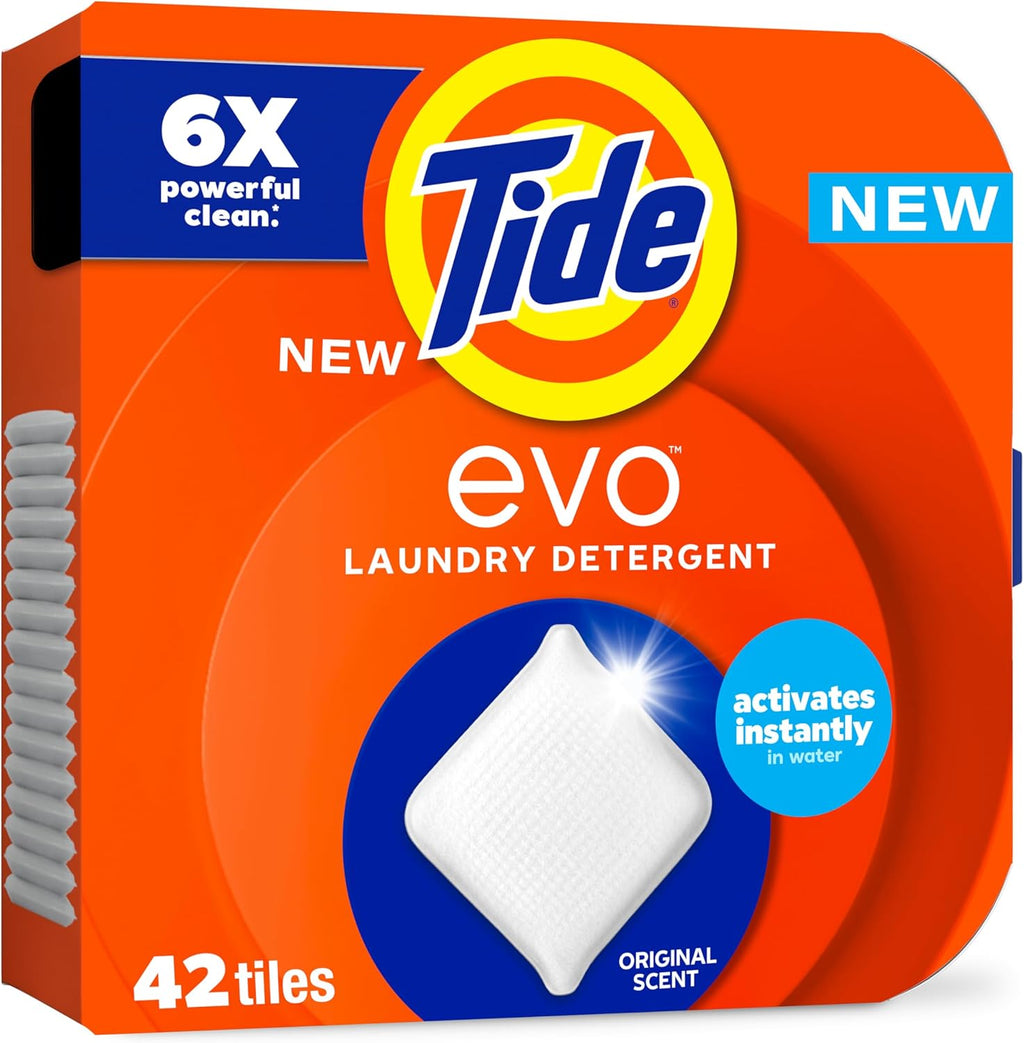Tide Evo Original Scent Laundry Detergent - 42 Count Fiber Tiles for All Machines & Stain Removal