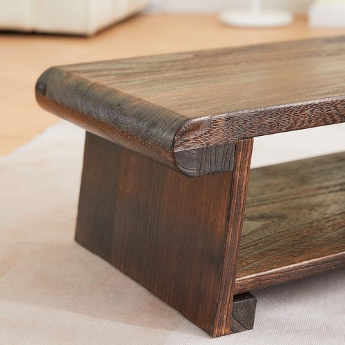 GZQWDC Japanese Altar Table,Folding Floor Table,Wood Small Low Meditation Table,Coffee Table for Living Room, Brown,19.7" x 11.8" x 7.9"