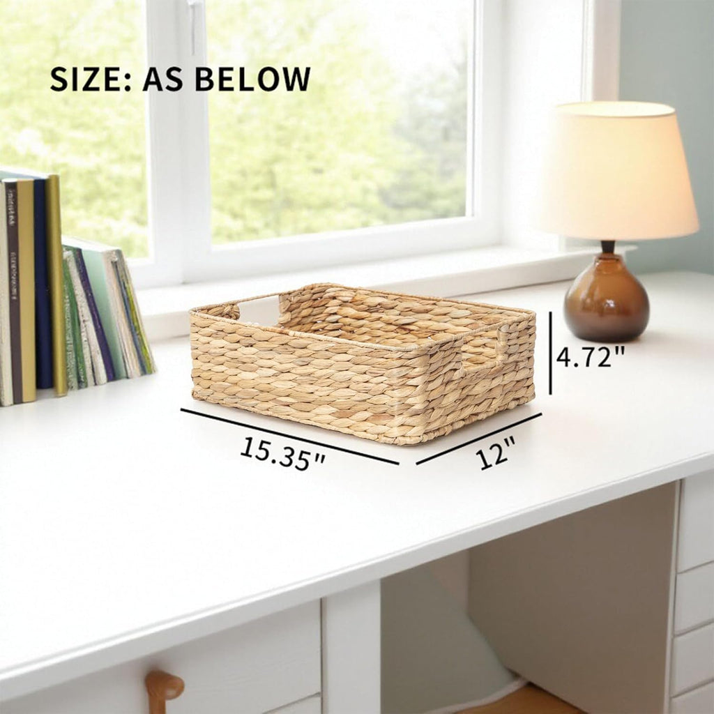 YAHUAN Water Hyacinth Storage Baskets - Stylish Organizing Solution for Drawers & Shelves | Square Design