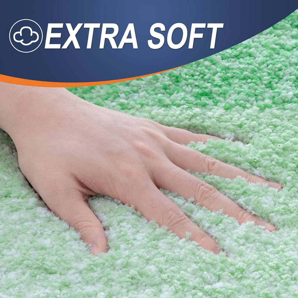 OLANLY Bathroom Runner Rugs - Extra Soft Microfiber Bath Mats | Quick Dry, Rubber Backing, 47x24, Green