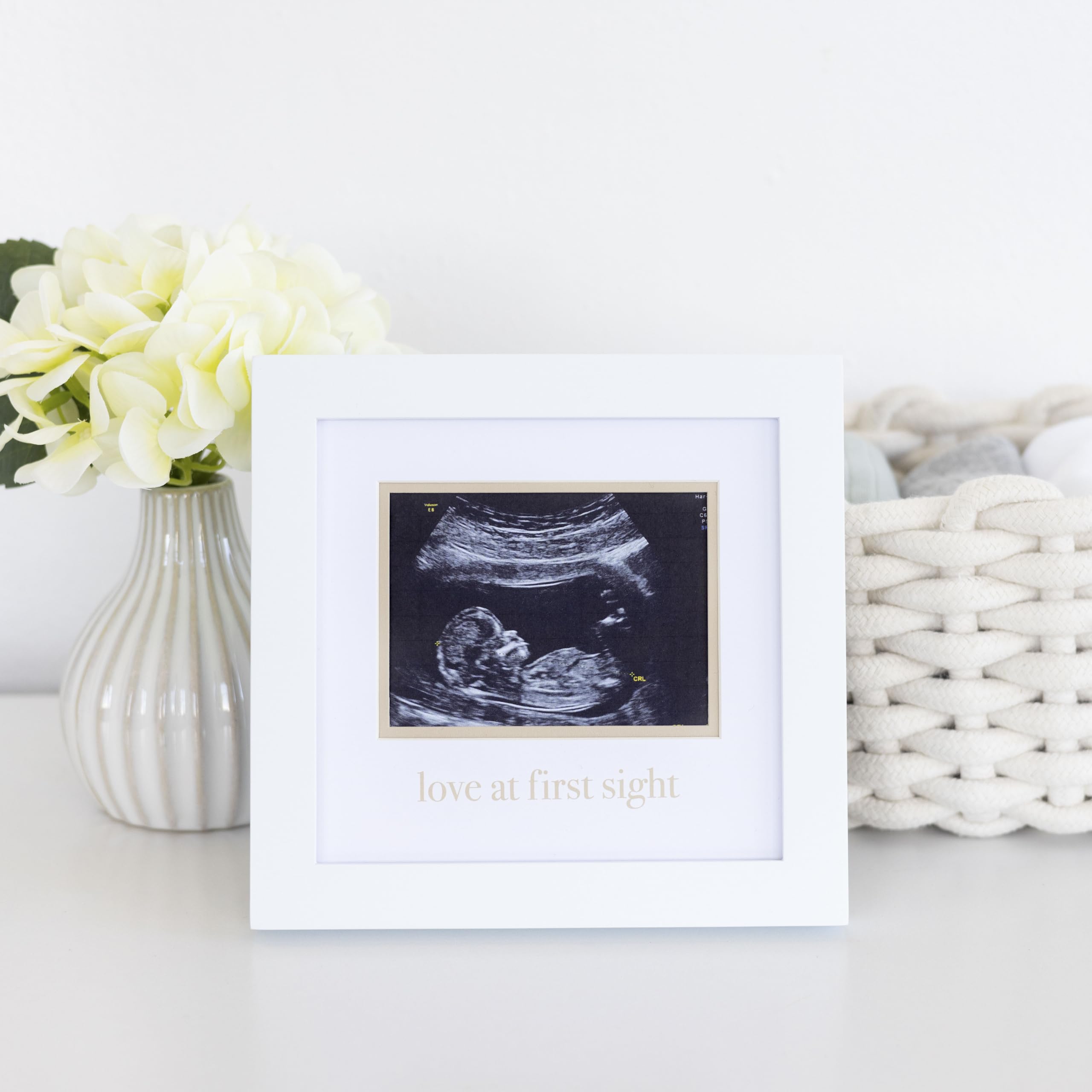 Pearhead Love At First Sight Sonogram Frame, Ultrasound Picture Frame, Pregnancy Announcement Photo Frame, Baby Keepsake Gift For Expecting Parents